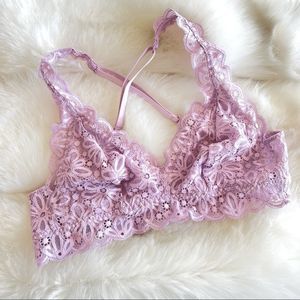 Victorias Secret Lace Lavender Bralette Braided Strappy Small